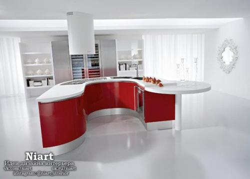 Контрастные кухни в красно - белом цвете. 03