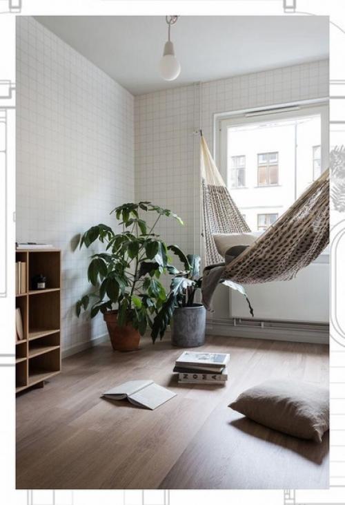 В интерьер с кучей разных необычных вещей гамак впишется отлично. 05