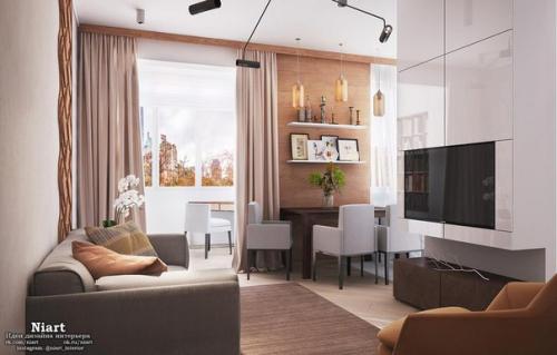 Эклектичный интерьер квартиры - студии 40 кв. 02