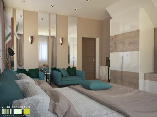 Интерьер просторной и функциональной спальни в современном стиле. 03