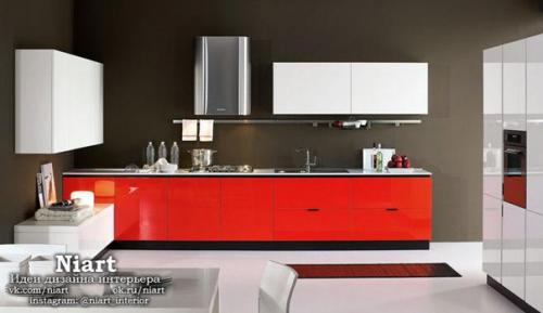 Контрастные кухни в красно - белом цвете. 02