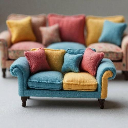 Мягкая мебель в миниатюре: мы создаём диван для кукольного интерьера.

