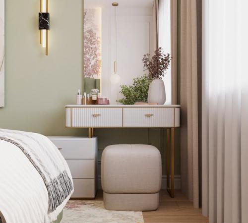 Легкий, воздушный интерьер спальни площадью 13 кв. 04