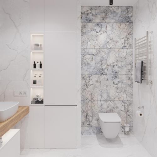 Мрамор, много белого и полный минимализм - новый дизайн - проект от наших специалистов. 01