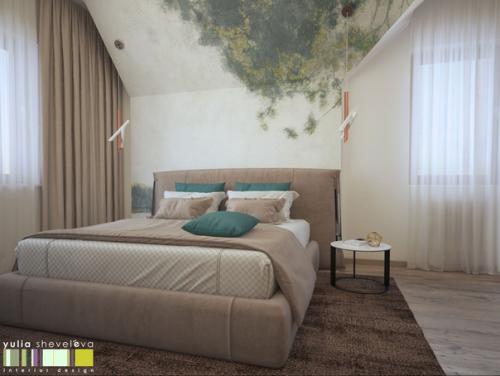 Интерьер просторной и функциональной спальни в современном стиле. 01