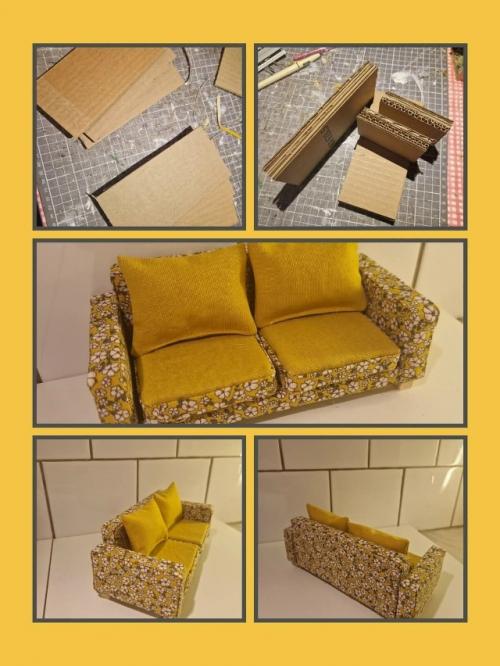 Мягкая мебель в миниатюре: мы создаём диван для кукольного интерьера. 01