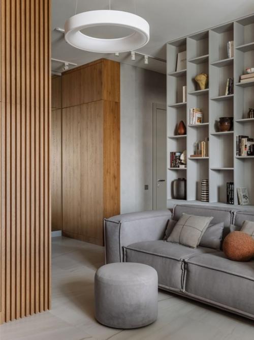 Реализованный интерьер спокойной квартиры, площадью 68 кв. 02