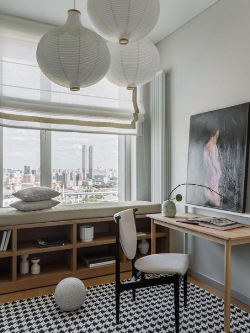 Реализованный интерьер спокойной квартиры, площадью 68 кв. 03