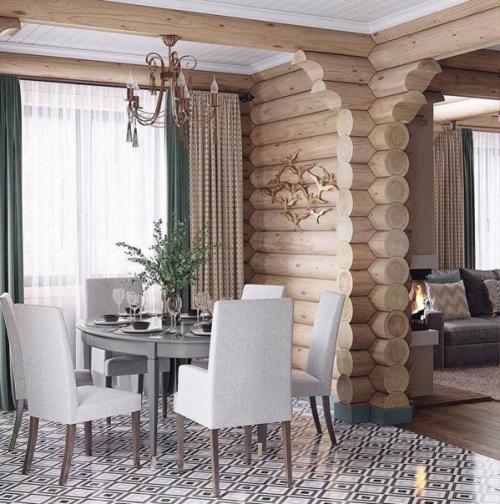 Светлый интерьер. Деревянного домика. 03