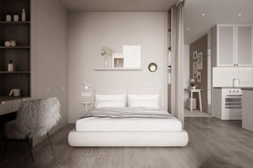 Современный монохромный интерьер квартиры площадью 45 кв. 02