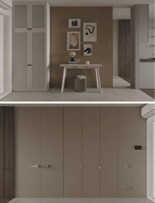 Современный монохромный интерьер квартиры площадью 45 кв. 06