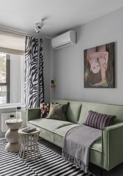 Интерьер маленькой квартиры - студии 20, 7 м 2 (23, 6 м 2 с балконом) в ЖК 9 ярдов в Воронеже. 07