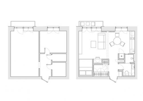 Строгий интерьер студии 36 кв. 09