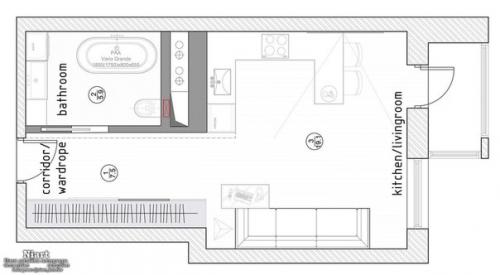 Проект небольшой квартиры - студии 32, 5 кв. 09