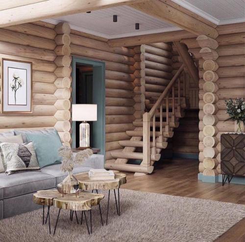 Светлый интерьер. Деревянного домика. 01