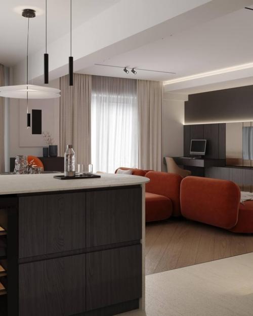 Вдохновляйтесь сочетанием мягких природных оттенков в дизайне кухни - гостиной! 06