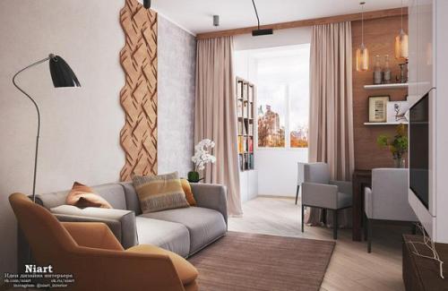 Эклектичный интерьер квартиры - студии 40 кв. 01