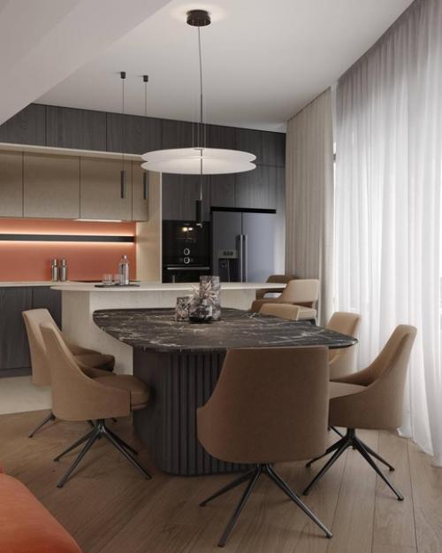 Вдохновляйтесь сочетанием мягких природных оттенков в дизайне кухни - гостиной! 01