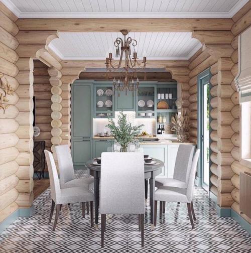 Светлый интерьер. Деревянного домика. 02