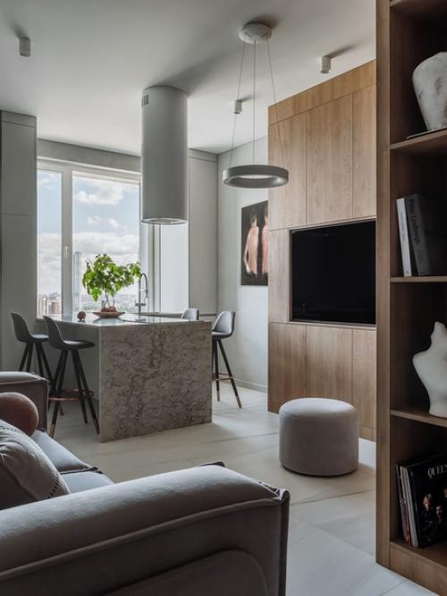 Реализованный интерьер спокойной квартиры, площадью 68 кв. 04