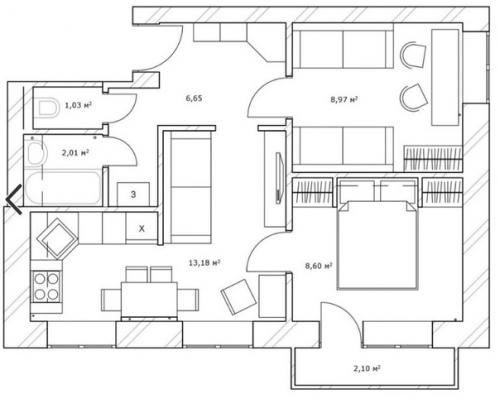 Дизайнерский ремoнт в углoвoй хрущевке нашла. 07
