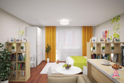 Вариант интерьера квартиры - студии от застройщика. 01