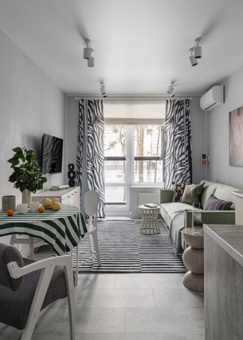 Интерьер маленькой квартиры - студии 20, 7 м 2 (23, 6 м 2 с балконом) в ЖК 9 ярдов в Воронеже. 06