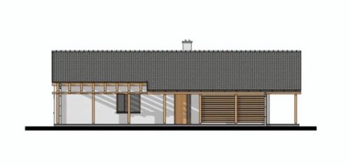 Фасады и планировка одноэтажного дома c террасой. 04