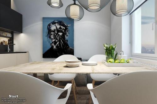 Интерьер прямоугольной студии 39 кв. 04