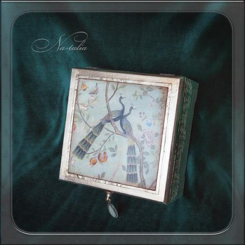 Чайная шкатулка.  Ничего сверхъестественного: декупаж, поталь, трафарет, морилка, Раскрас. 02