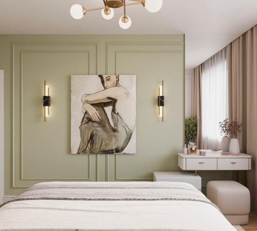 Легкий, воздушный интерьер спальни площадью 13 кв. 02