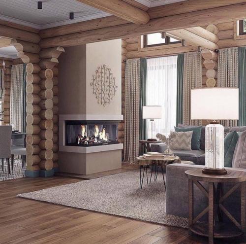 Светлый интерьер. Деревянного домика. 05