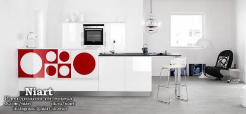 Контрастные кухни в красно - белом цвете. 06