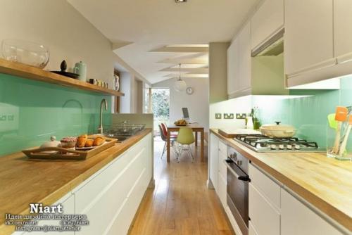 Дизайн узкой кухни. 09