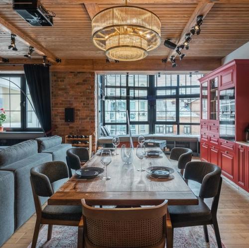 Интерьер кухни - гостиной в стиле лофт. 06