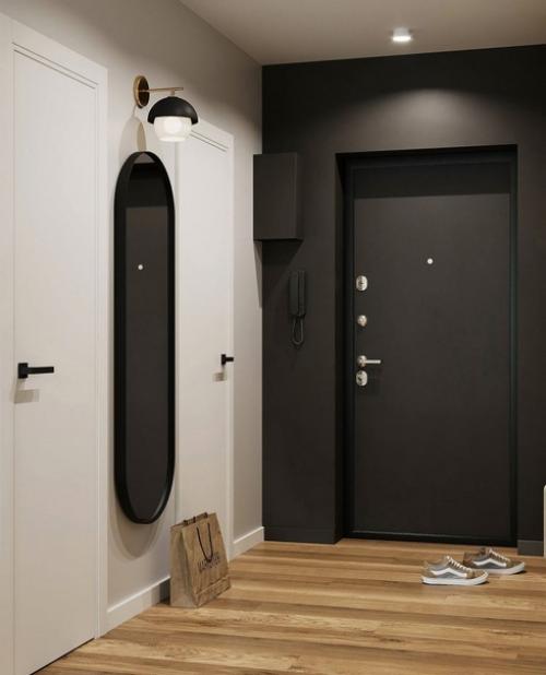 Интерьер однокомнатной квартиры в зеленых и бежевых тонах, площадью 46, 5 кв. 02