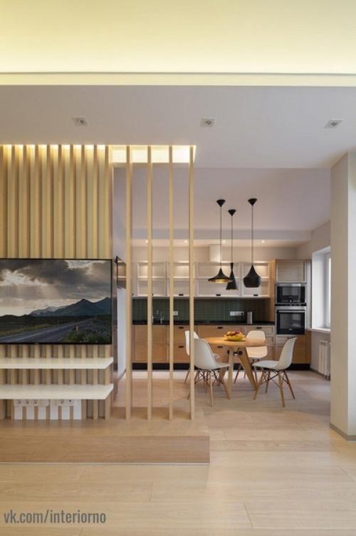 Идея перегородки из бруса не нова, но воплощение всегда разное. 04