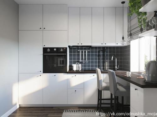 Монохромный интерьер квартиры площадью 36. 04