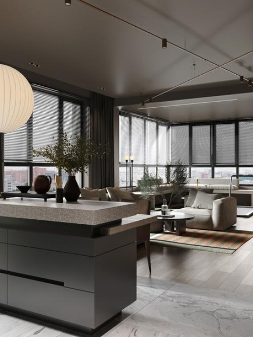 Современный интерьер с азиатскими мотивами для семейной пары с ребенком. 04