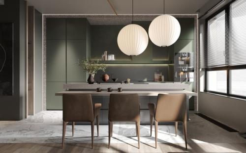 Современный интерьер с азиатскими мотивами для семейной пары с ребенком. 01