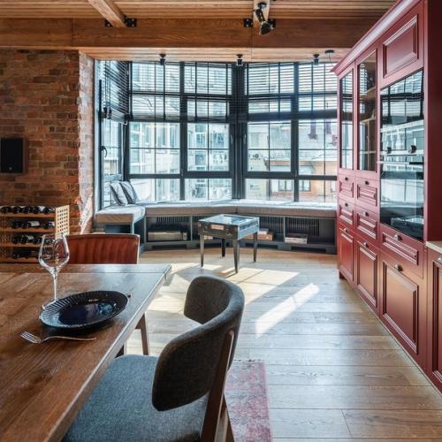 Интерьер кухни - гостиной в стиле лофт. 02