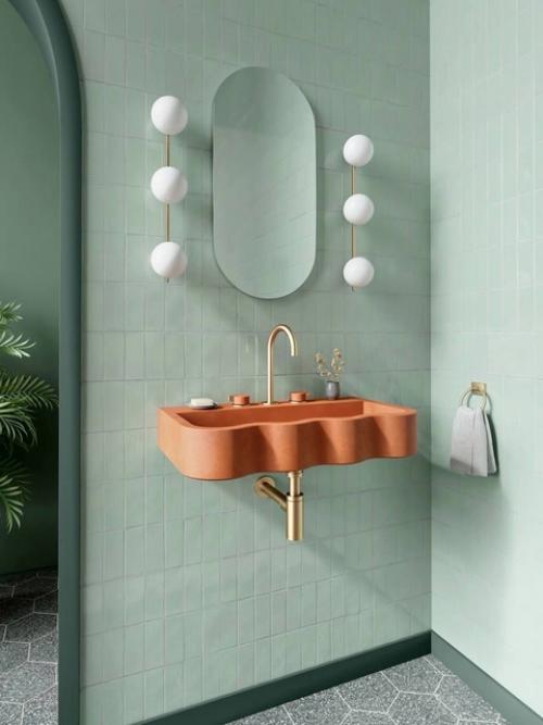 Цветная раковина - акцент в ванной. 07