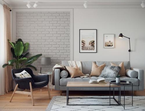 Простая и легкая гостиная в современном - скандинавском стиле с дом серии п 44 т (если не ошибаюсь. 01