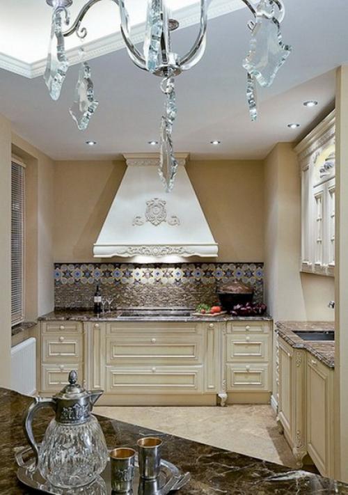 Столовая и кухня в бежевых тонах. 08