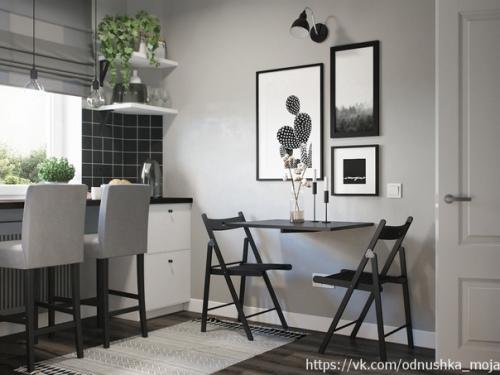Монохромный интерьер квартиры площадью 36. 05