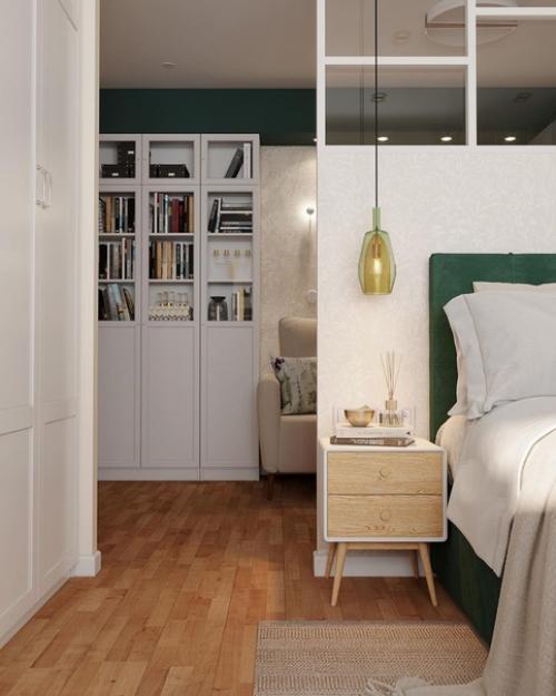 Балкон с рабочей зоной и местом отдыха перетекает в спальню с вместительным и функциональным шкафом. 04