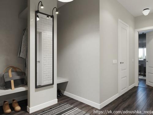 Монохромный интерьер квартиры площадью 36. 06