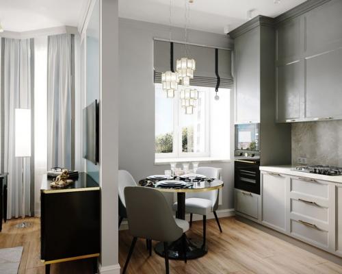 Красивый, элегантный интерьер квартиры площадью 43 кв. 02