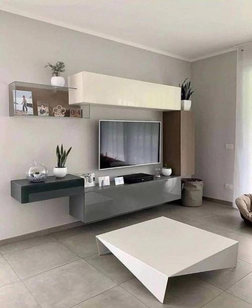 Серо - белая кухня - гостиная без лишних изяществ. 02