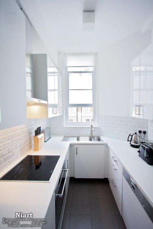 Дизайн узкой кухни. 05